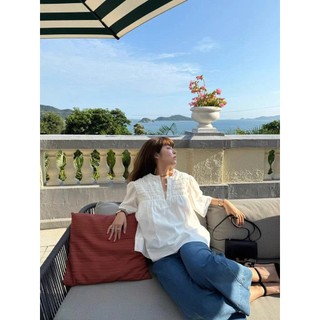𝗣𝗮𝗺 𝗟𝗶𝗻𝗲𝗻-  Áo Linen nhún cổ bèo cổ tàu