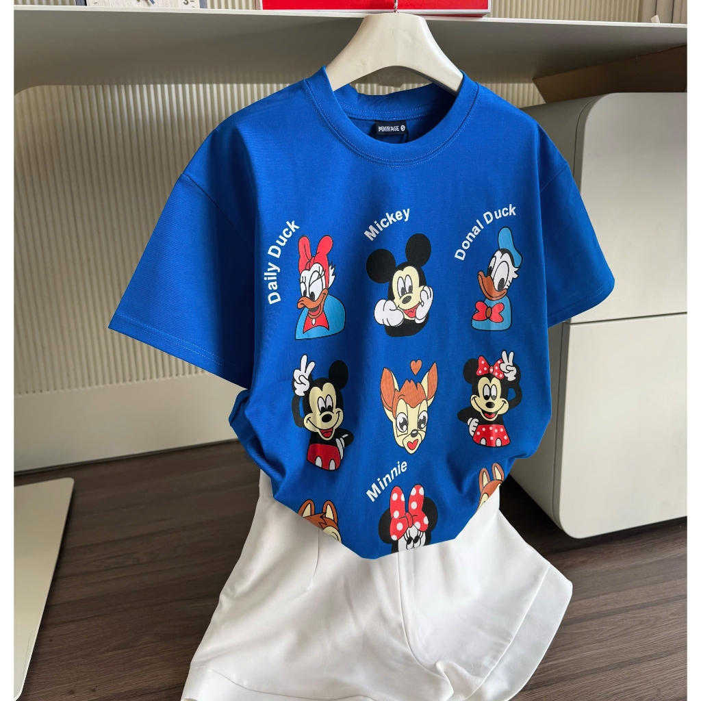 Áo Thun Mirage Hoạt Hình Màu Xanh Chất 100% Cotton Mềm Mịn Thoáng Mát.