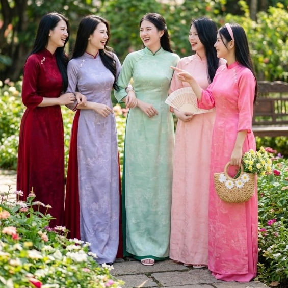 Áo Dài Nữ Gấm 2 Da Cao Cấp - Thiết Kế Phom Chuẩn Truyền Thống Mix Hiện Đại, Tà Rủ Mềm Mại, Họa Tiết Dệt Óng Ánh T1468G