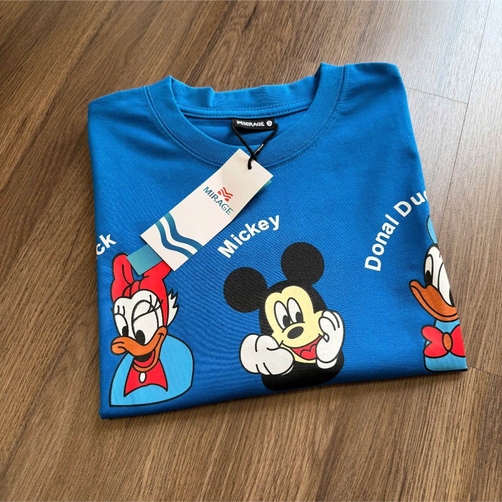 Áo Thun Mirage Hoạt Hình Màu Xanh Chất 100% Cotton Mềm Mịn Thoáng Mát.