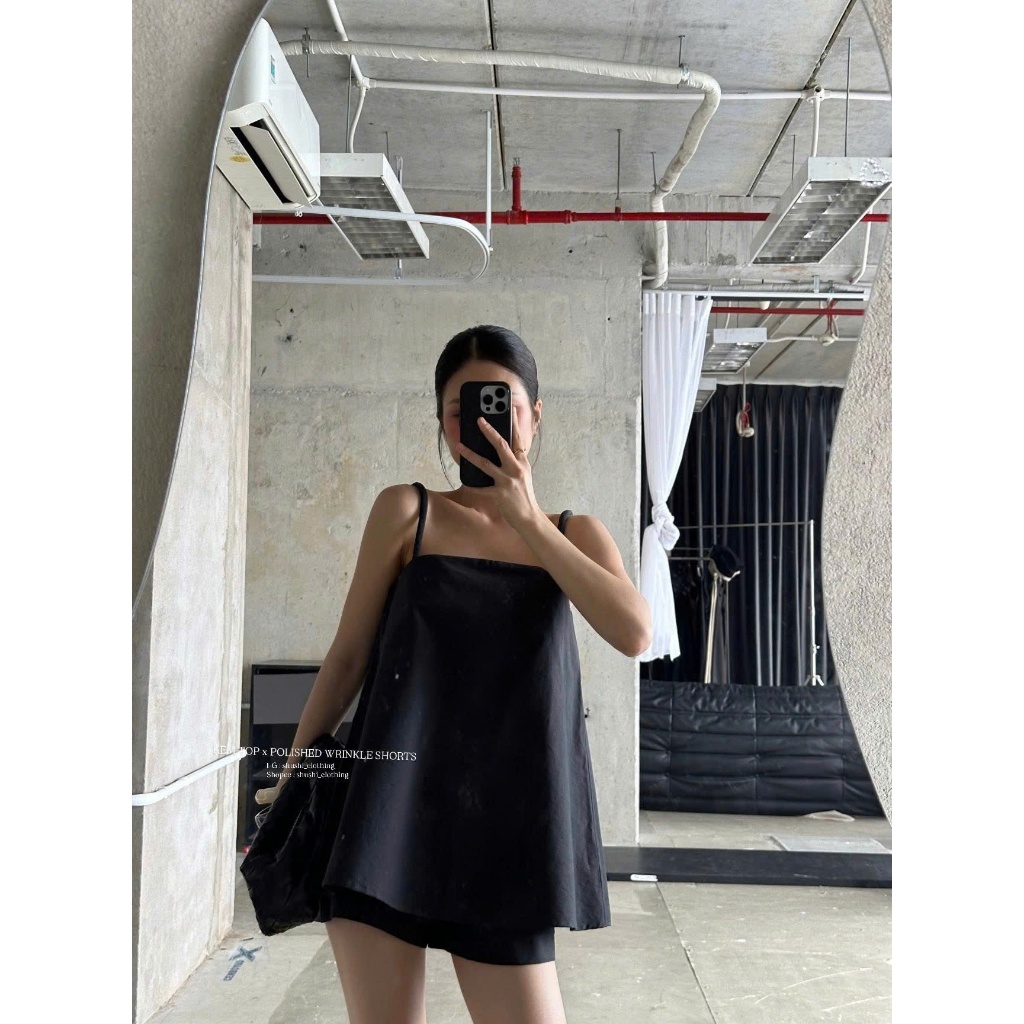 Set Áo 2 Dây Dáng Suông Kèm Quần Short Lưng Cao KEMI SET Màu Trơn Sang Trọng SAN Clothings - P185