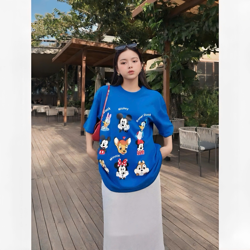 Áo Thun Mirage Hoạt Hình Màu Xanh Chất 100% Cotton Mềm Mịn Thoáng Mát.