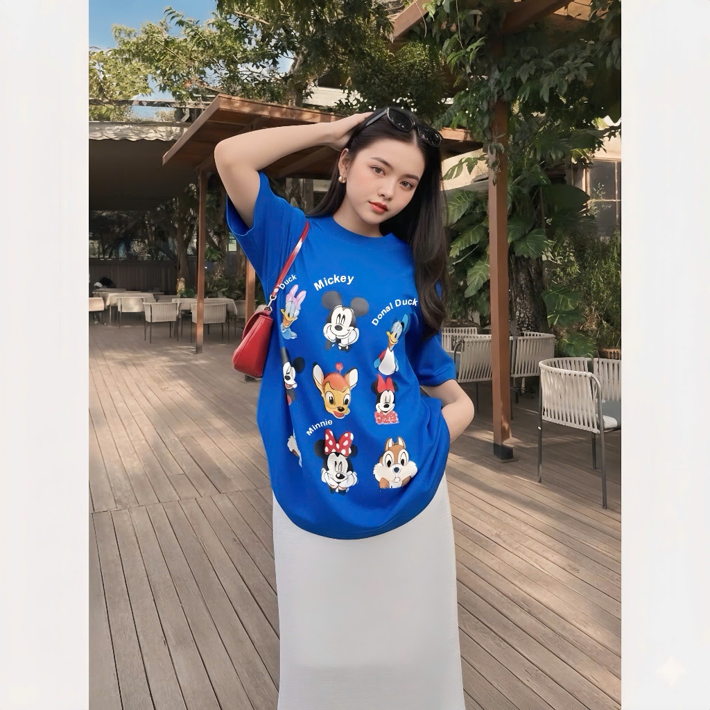 Áo Thun Mirage Hoạt Hình Màu Xanh Chất 100% Cotton Mềm Mịn Thoáng Mát.