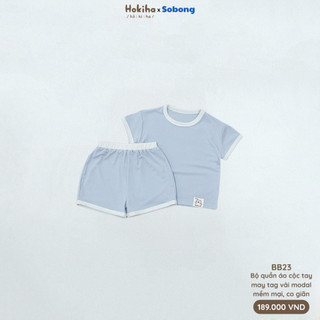 Combo 2 Bộ chào hè cộc tay may tag phối viền cho bé trai, bé gái Hokiha vải modal mềm mại, co giãn size 8-17kg BB23
