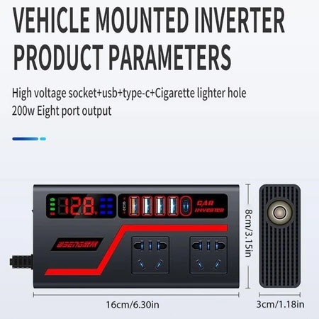 Biến tần ô tô Xe tải ô tô 12V/24V Bộ chuyển đổi ổ cắm điện đa năng sang 110V/220V