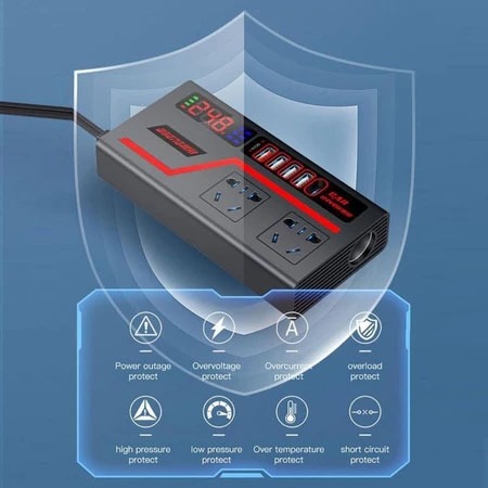 Biến tần ô tô Xe tải ô tô 12V/24V Bộ chuyển đổi ổ cắm điện đa năng sang 110V/220V