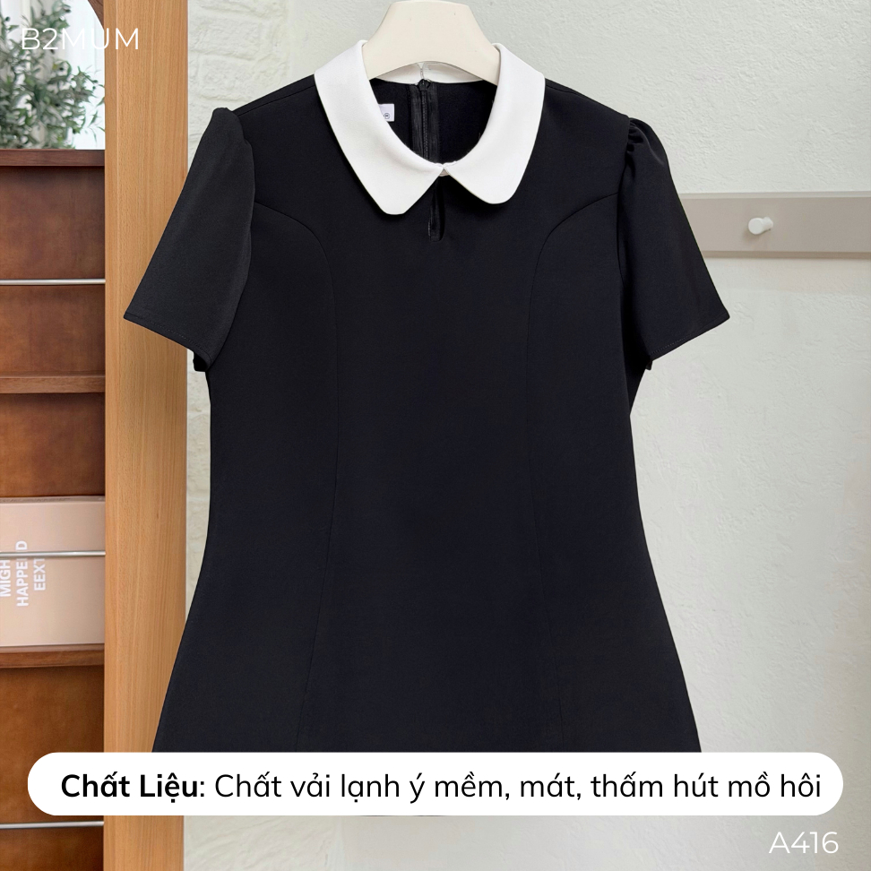 Áo Bầu Công SởDáng Suông Cổ Sen Phối Màu Thanh Lịch -  Che Bụng Nhẹ Mềm Mát Dễ Phối Đồ A416 By B2MUM