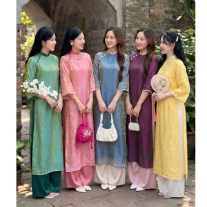 Áo Dài Cách Tân Lụa Trơn Pastel Dáng Suông Thanh Lịch Phong Cách Tiểu Thư Thanh Lịch, Sang Mặc Lễ Tết, Đi Chùa T1507G
