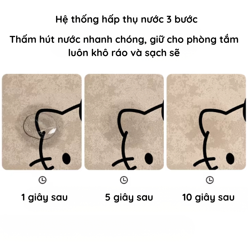 Thảm Lau Chân Tảo Cát Hoạt Hình Siêu Thấm Hút, Thảm Nhà Tắm Chống Trượt Nhanh Khô Dễ Vệ Sinh