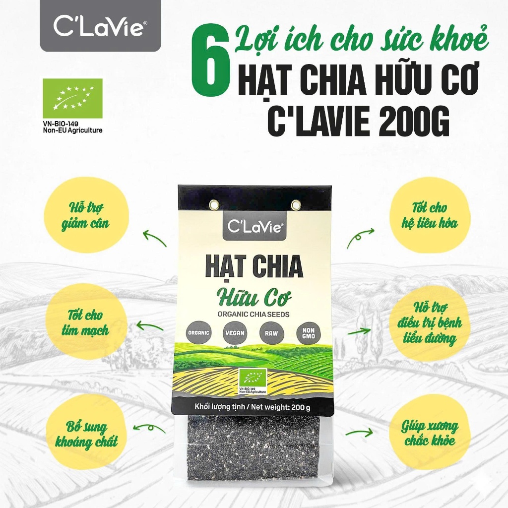 Hạt chia hữu cơ C'lavie/ Aztec Organic/ Anbio/ Dragon Superfoods