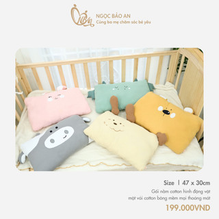 M&B (47x30cm) Gối nằm hình thú chất cotton mềm mại bông êm mềm thoải cho bé khi nằm, thoáng mát định hình đầu bé