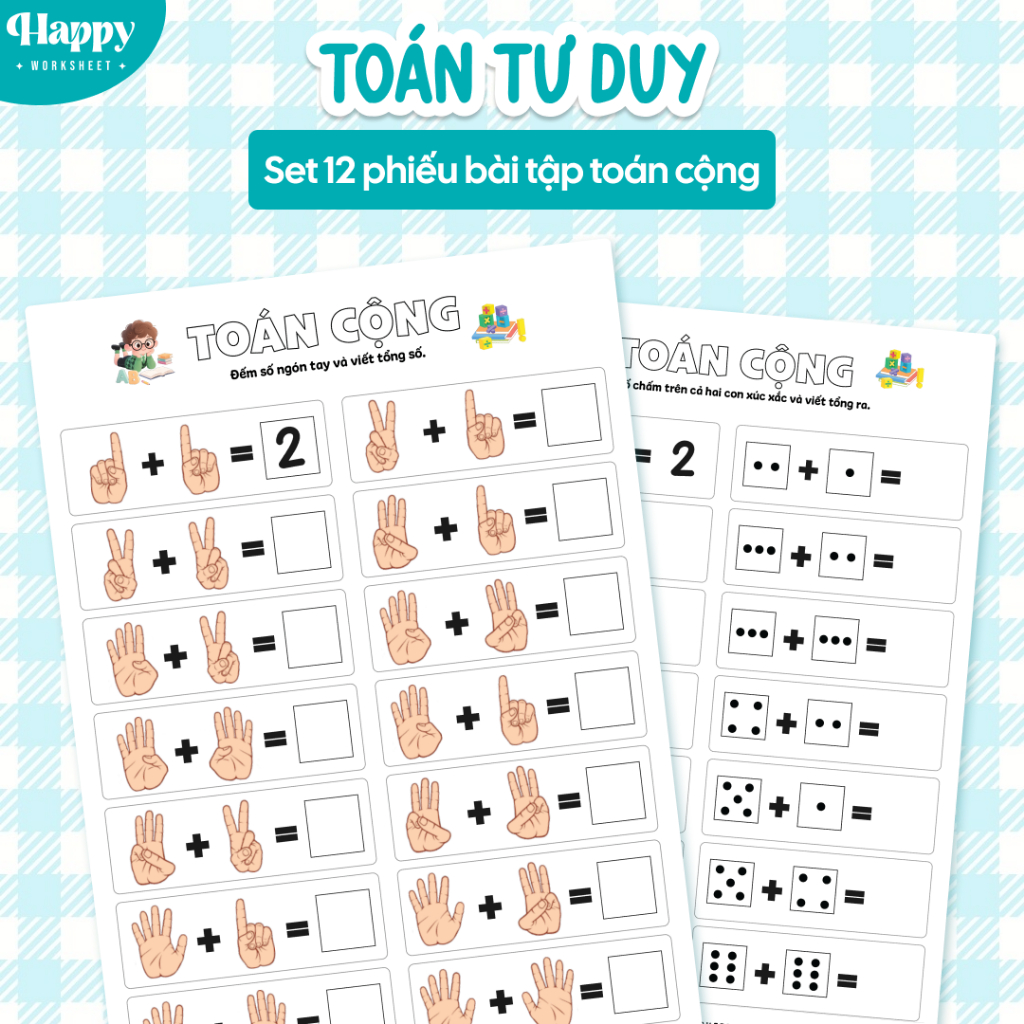 Set 12 Phiếu Bài Tập Toán Cộng Cho Bé | Luyện Phép Cộng Cơ Bản Qua Hình ...
