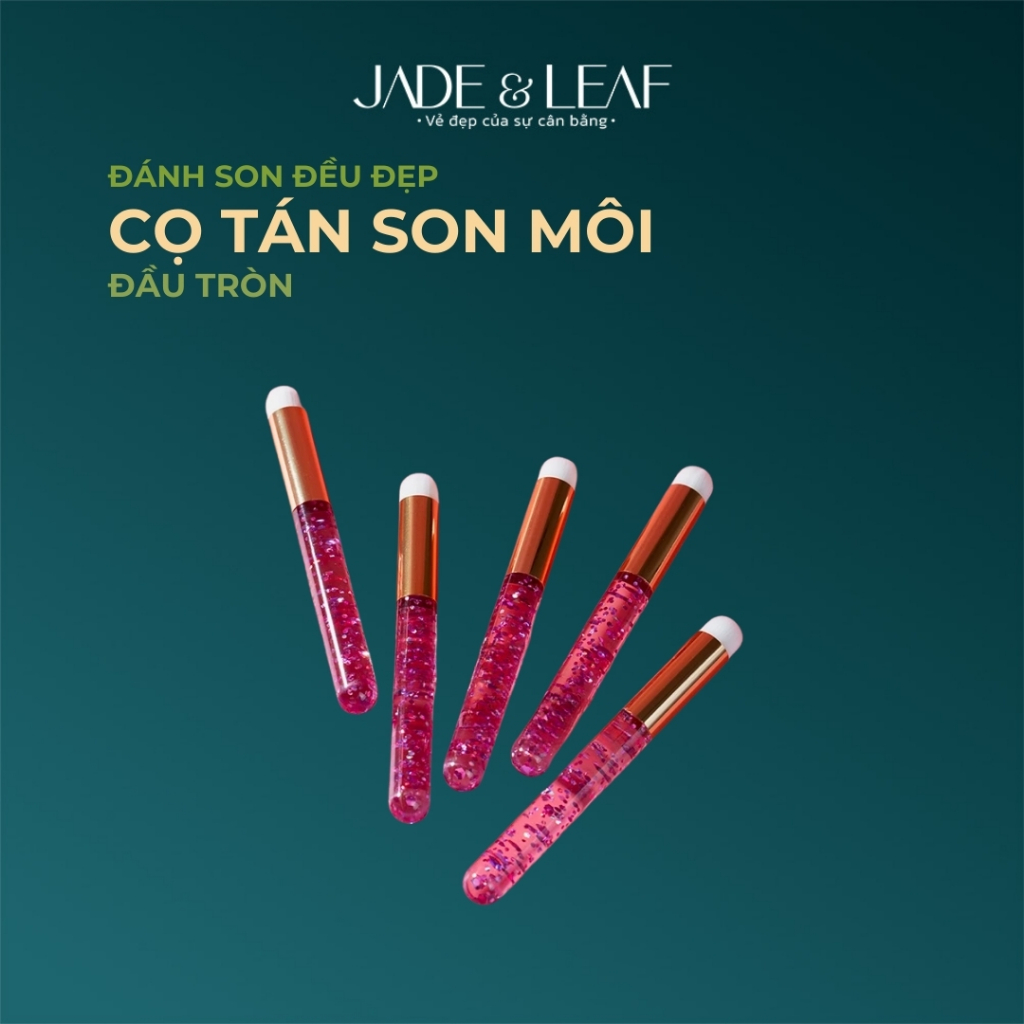 Cọ Trang Điểm Mini Jade&Leaf Đầu Tròn Dài 10cm Tán Son Môi Che Khuyết Điểm Đánh Phấn Má Trang Điểm