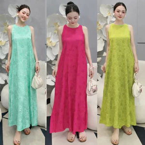 Váy Dài Suông Maxi Chất Gấm Lụa Nhiều Màu Mặc Nhà, Đi Chơi, Đi Biển, Đầm Dáng Dài Gấm Lụa VD03 - BEEKIDS