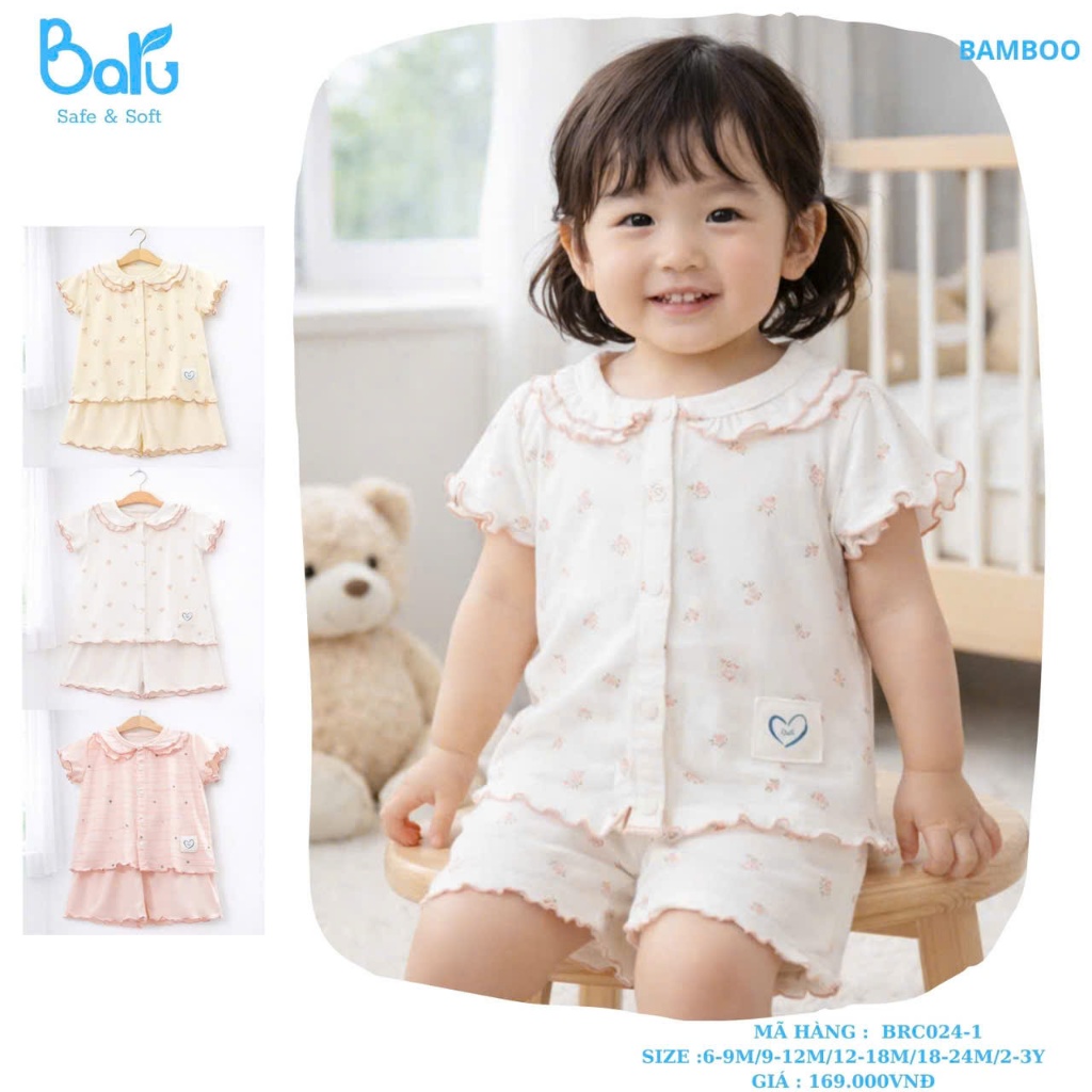 Bộ cài giữa bé gái, cộc tay, quần đùi - BRC024-1