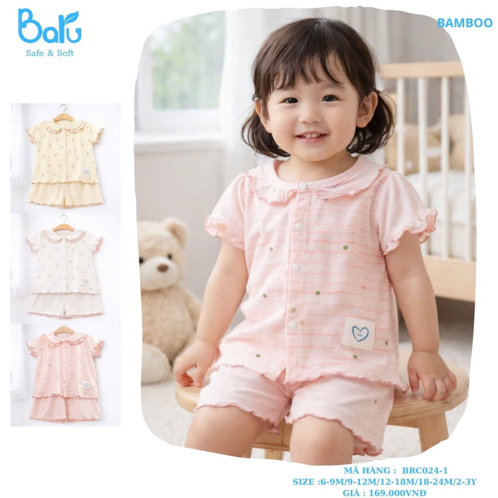 Bộ cài giữa bé gái, cộc tay, quần đùi - BRC024-1