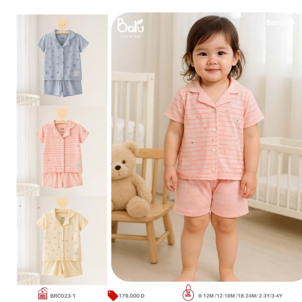 Bộ PIJAMA cộc tay, quần đùi - BRC023-1