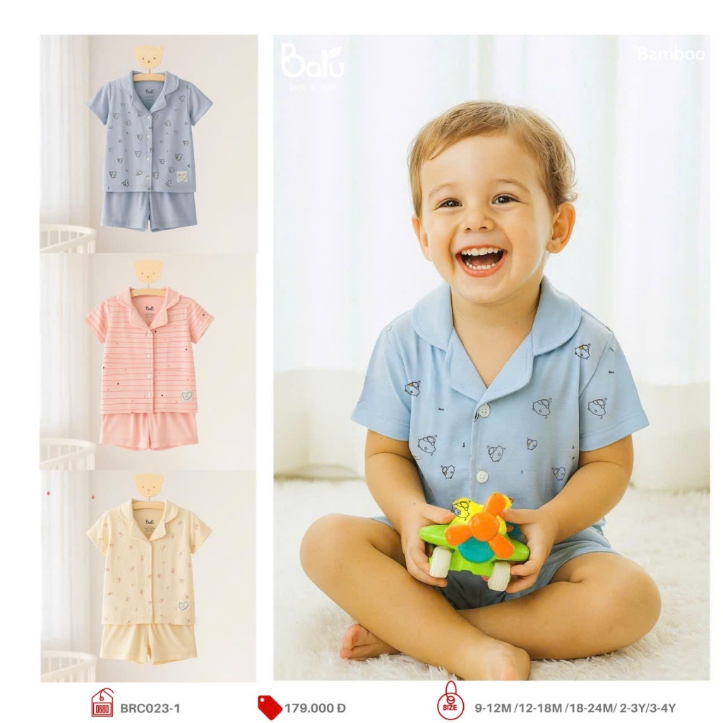 Bộ PIJAMA cộc tay, quần đùi - BRC023-1