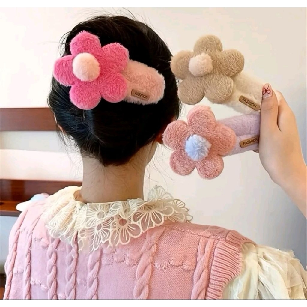 Kẹp tóc mái hình hoa 12cm Doudou Kẹp mái Kẹp BB Cặp tóc lớn Kẹp tóc lớn phong cách Hàn Quốc