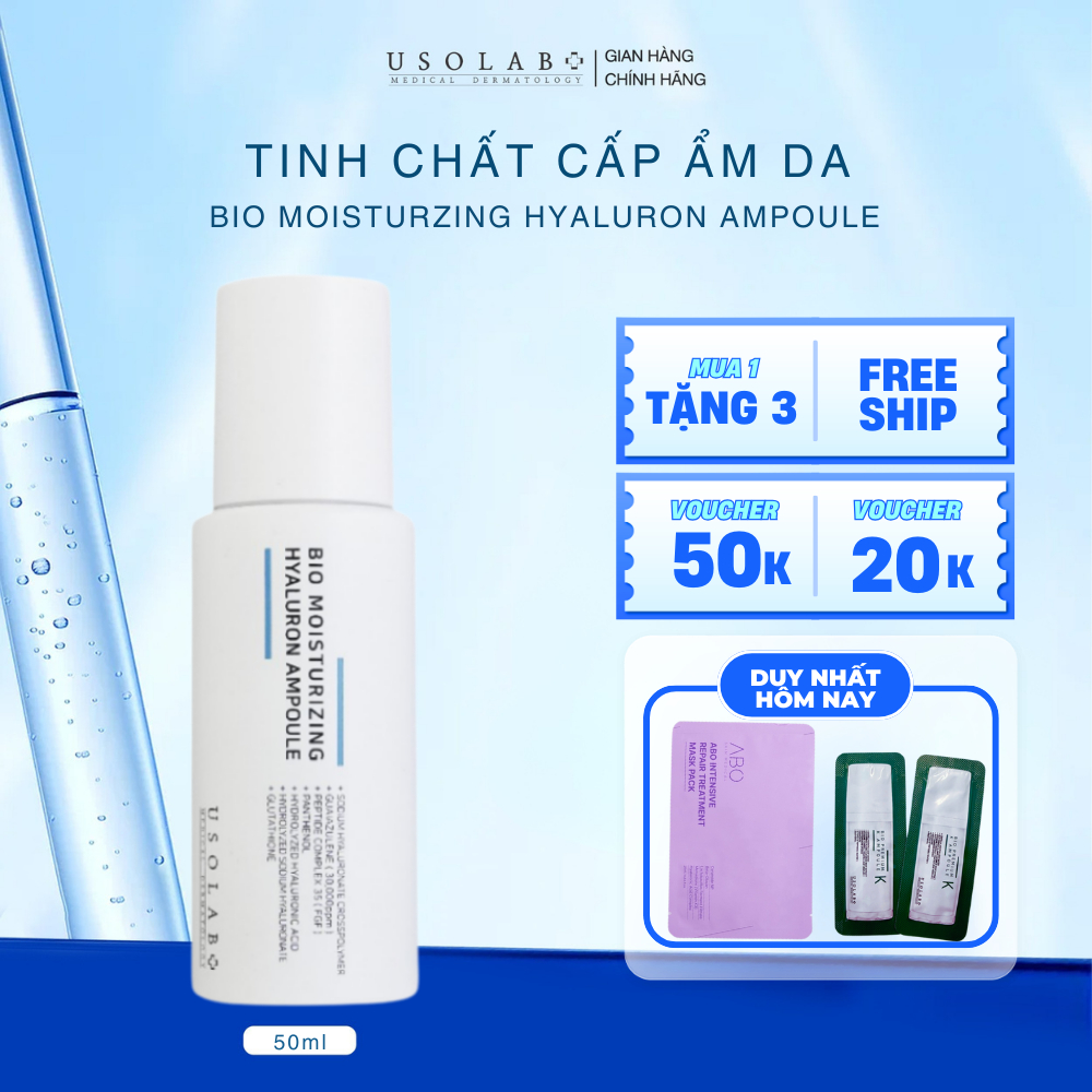 Serum HA USOLAB - Bio Moisturizing Hyaluron Ampoule 50ml - Tinh chất căng bóng HA thủy phân