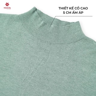 Áo len cao cổ dài tay, áo len nữ cổ tròn len dệt kim Quảng Châu mềm mịn co giãn MELINFA VAA0348