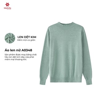 Áo len cao cổ dài tay, áo len nữ cổ tròn len dệt kim Quảng Châu mềm mịn co giãn MELINFA VAA0348