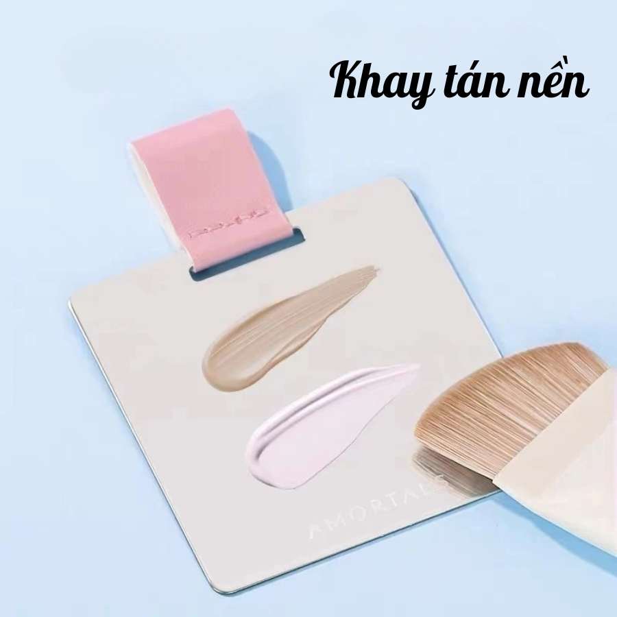 Cọ Tán Nền Tiên Cá AMORTALS, Set Cọ Kèm Mút Và Khay Dàn Nền, Bí Quyết Lớp Nền Mỏng Mịn Tự Nhiên, Không Gây Vệt Kem