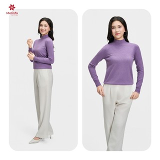 Áo len nữ cổ tròn dài tay, len cao cổ, len cổ lọ chất len dệt kim mềm mịn co giãn MELINFA VAA0348