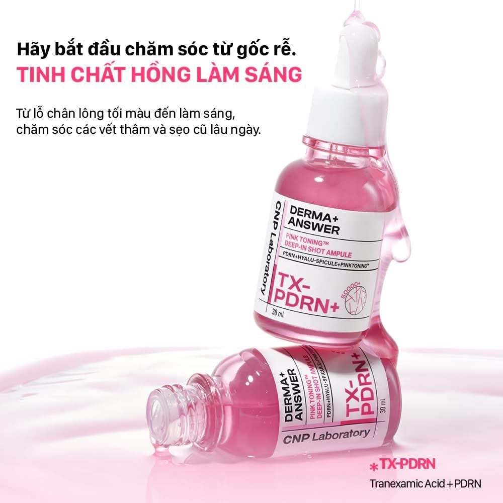 Tinh chất vi kim dưỡng sáng hồng da CNP Derma Answer Pink Toning Deep-in Shot Ampoule