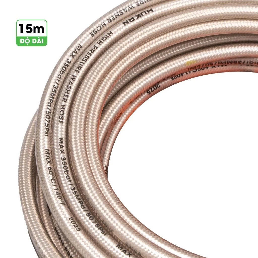 [15M] Dây rửa xe áp lực cao HUKAN G1-DR15, Chống ngập, Chống rò - Độ dài 15 mét - Đầu nối M22x1.5mm