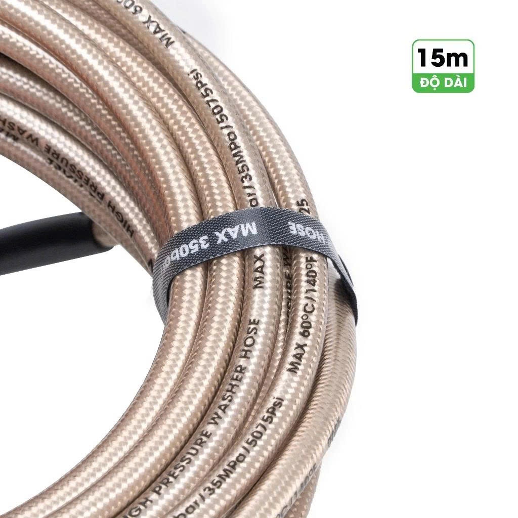 [15M] Dây rửa xe áp lực cao HUKAN G1-DR15, Chống ngập, Chống rò - Độ dài 15 mét - Đầu nối M22x1.5mm