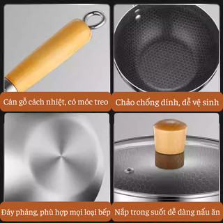 Chảo Mini Inox Tổ Ong 20cm Chống Dính – Chiên Trứng, Nấu Mì, Xào Nhanh, Dùng Bếp Từ & Bếp Gas