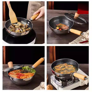 Chảo Mini Inox Tổ Ong 20cm Chống Dính – Chiên Trứng, Nấu Mì, Xào Nhanh, Dùng Bếp Từ & Bếp Gas