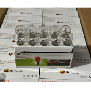 Hộp 10 bóng đèn xi nhan, bóng đèn Halogen S25 tiêu chuẩn điện 12v và 24v. Bóng đèn phanh 1 tim-2 tim trắng.D