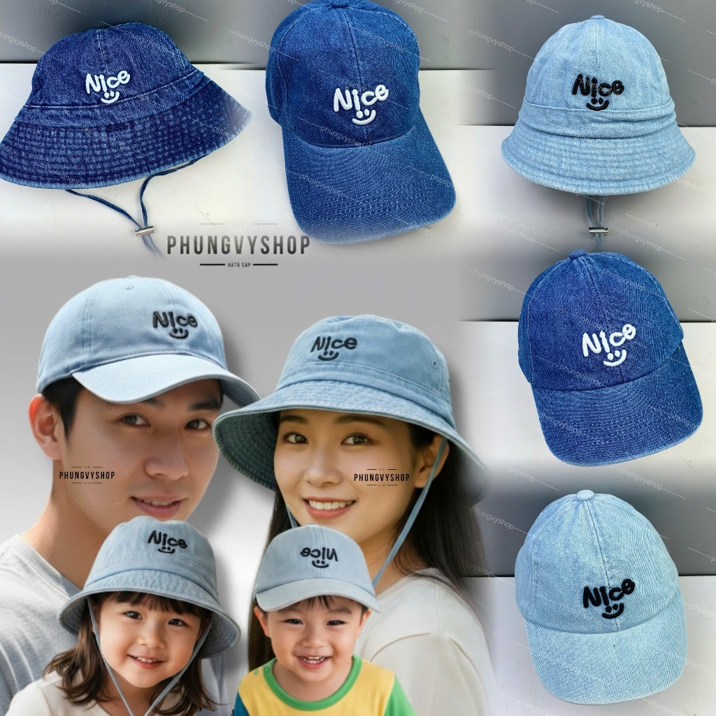 I Có đủ bộ người lớn trẻ em gia đình cặp đôi I Mũ nón bucket tai bèo vành lưỡi trai unisex nam nữ phungvyshop- JEAN NICE