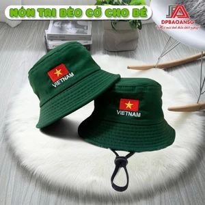 Mũ Tai Bèo In Cờ Cho Bé Trai/Gái - Vải Kaki Cotton, Nhiều Màu Bé Mầm Non, Tiểu Học