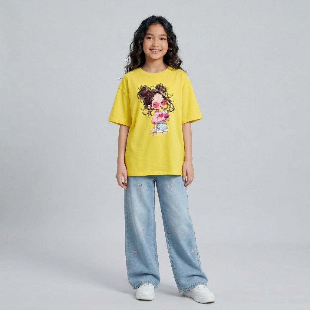 Áo phông hình cô gái cho bé gái size đại BEESHOP H26032