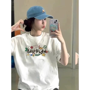 Áo thun unisex Brooklyn thiết kế ngộ nghĩnh hoạt hình áo phông cổ tròn tay ngắn chất Cotton mềm mịn co dãn TA1343