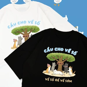 Áo thun unisex hài hước ĐÀN MÈO CẦU CHO VỀ SỐ áo phông cổ tròn tay ngắn chất Cotton mềm mịn co dãn 4 chiều TA1339
