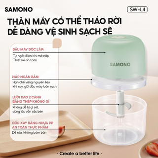 (BH 1 năm) Máy xay tỏi ớt cầm tay Samono SW-L4  250ml 30w không dây, dung lượng pin sạc 800 mAh, cổng type C