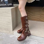 Boot Nữ Cổ Cao Phối Đai Khóa Cá Tính – Giày Boot Nữ Cao Cổ Thời Trang Đế Êm Đi Chơi Đi Phố — ảnh 7