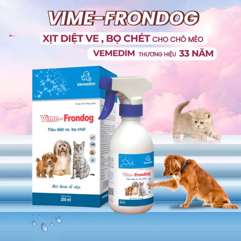 Xịt Ve Rận Vime Frondog 250ml Diệt Ve Rận Bọ Chét Nhanh Chóng Cho Chó Và Mèo