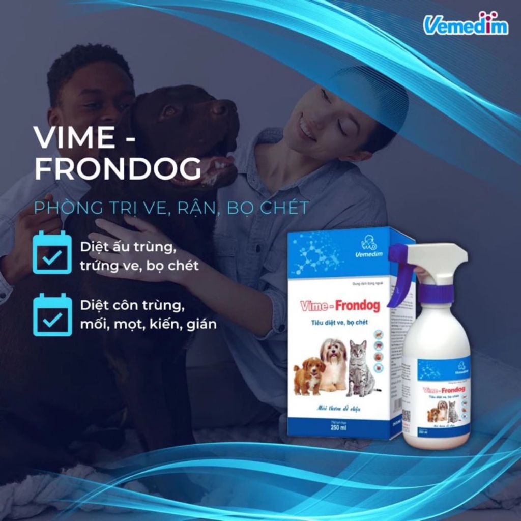 Xịt Ve Rận Vime Frondog 250ml Diệt Ve Rận Bọ Chét Nhanh Chóng Cho Chó Và Mèo