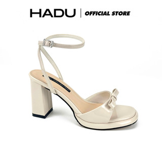 Giày Sandal Gót Vuông ERICA 9P Quai Ngang Đính Nơ HADU M7145 Da PU Cao Cấp Đế Chống Trượt BH 12T
