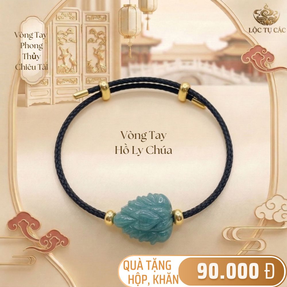 Vòng tay một charm Lam Ngọc, dây đeo Lộc Tụ Các đem lại hanh thông may mắn, quà tặng bình an ý nghĩa