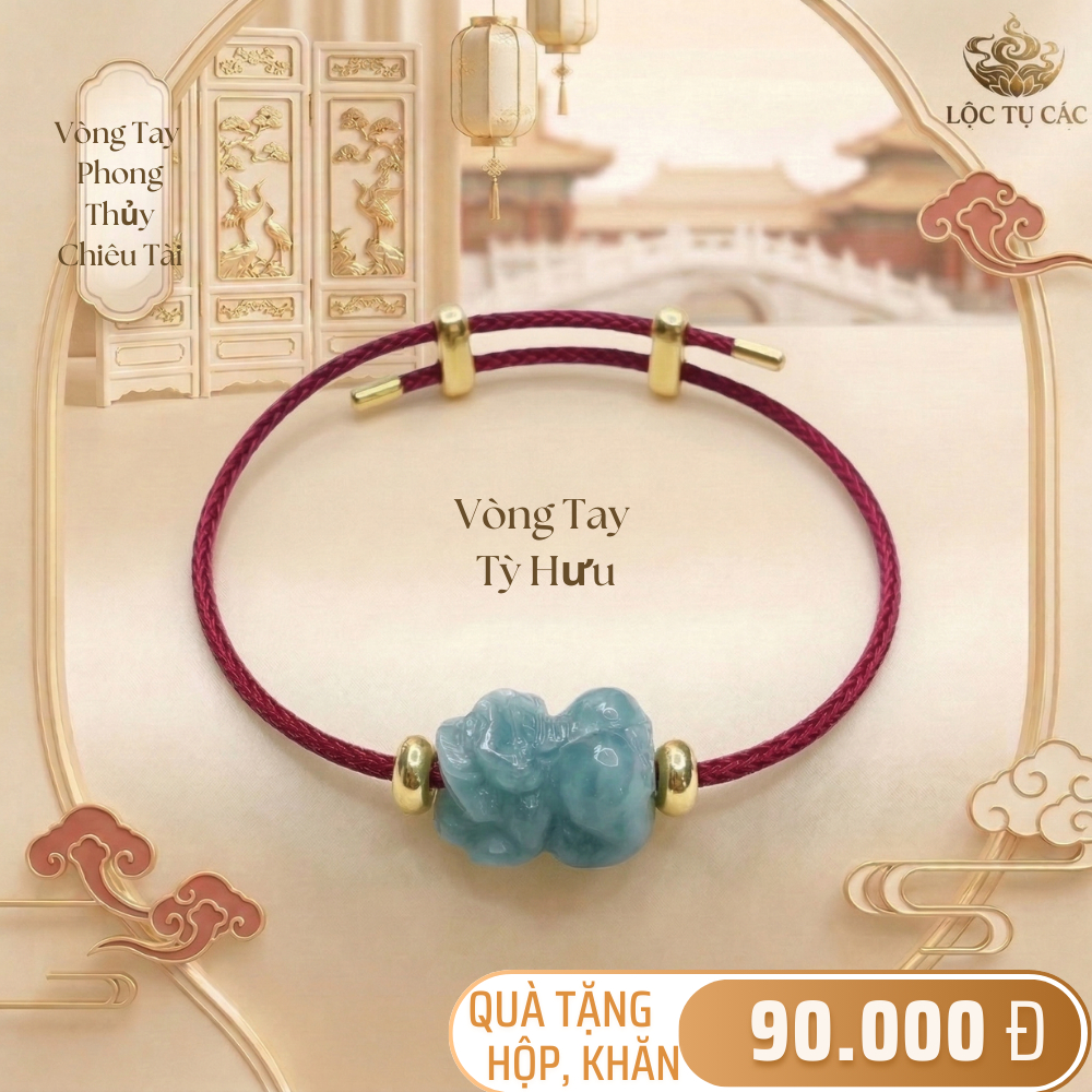 Vòng tay một charm Lam Ngọc, dây đeo Lộc Tụ Các đem lại hanh thông may mắn, quà tặng bình an ý nghĩa