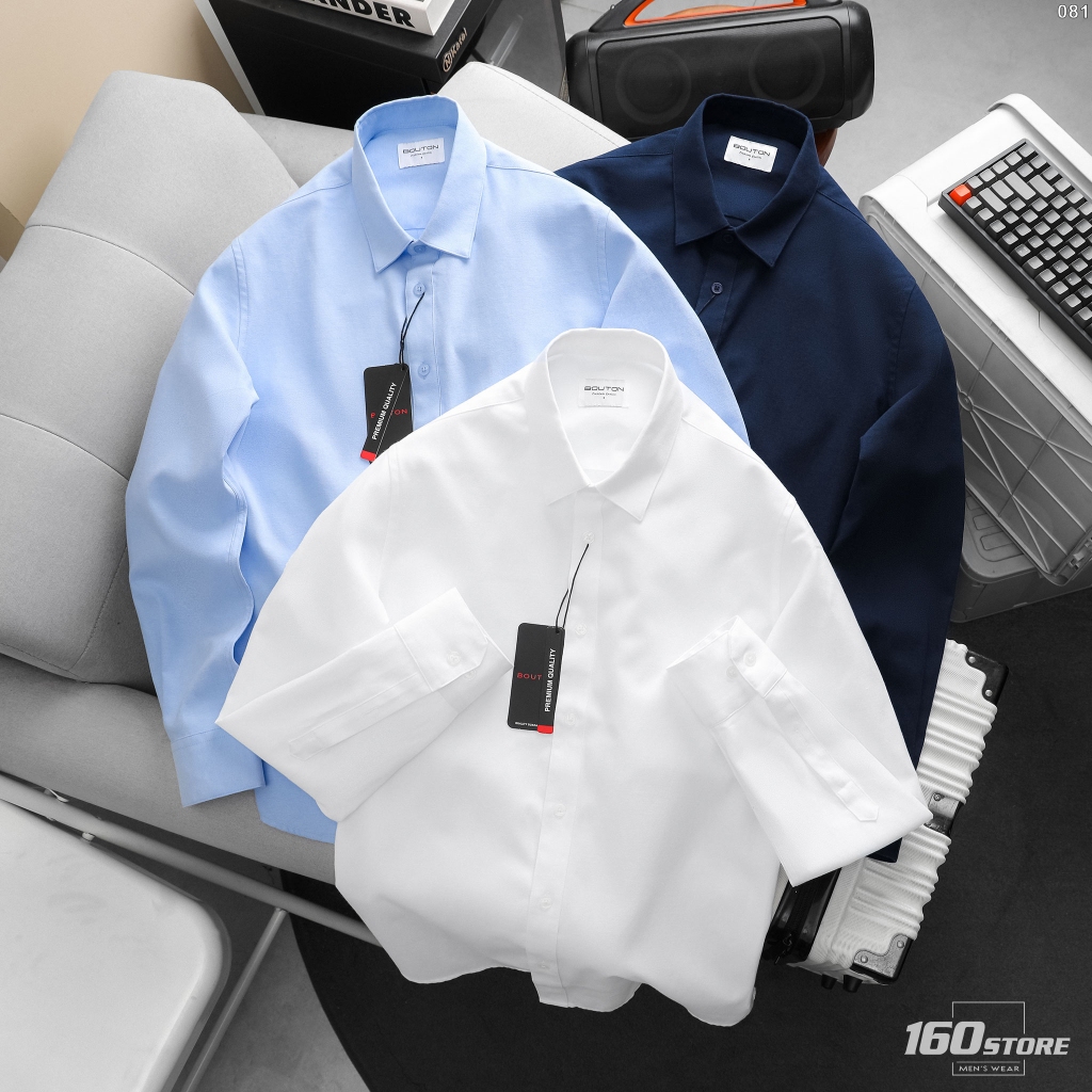 Áo Sơ Mi Nam Oxford Tay Dài BOUTON Luxe Realm, Vải Dày Dặn, Form Slimfit Tôn Dáng SMBO0081