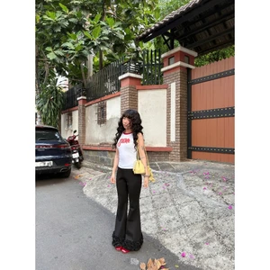 Quần Nữ VERNOG Ống Loe Lai Phối Bèo Cá Tính SECODEE