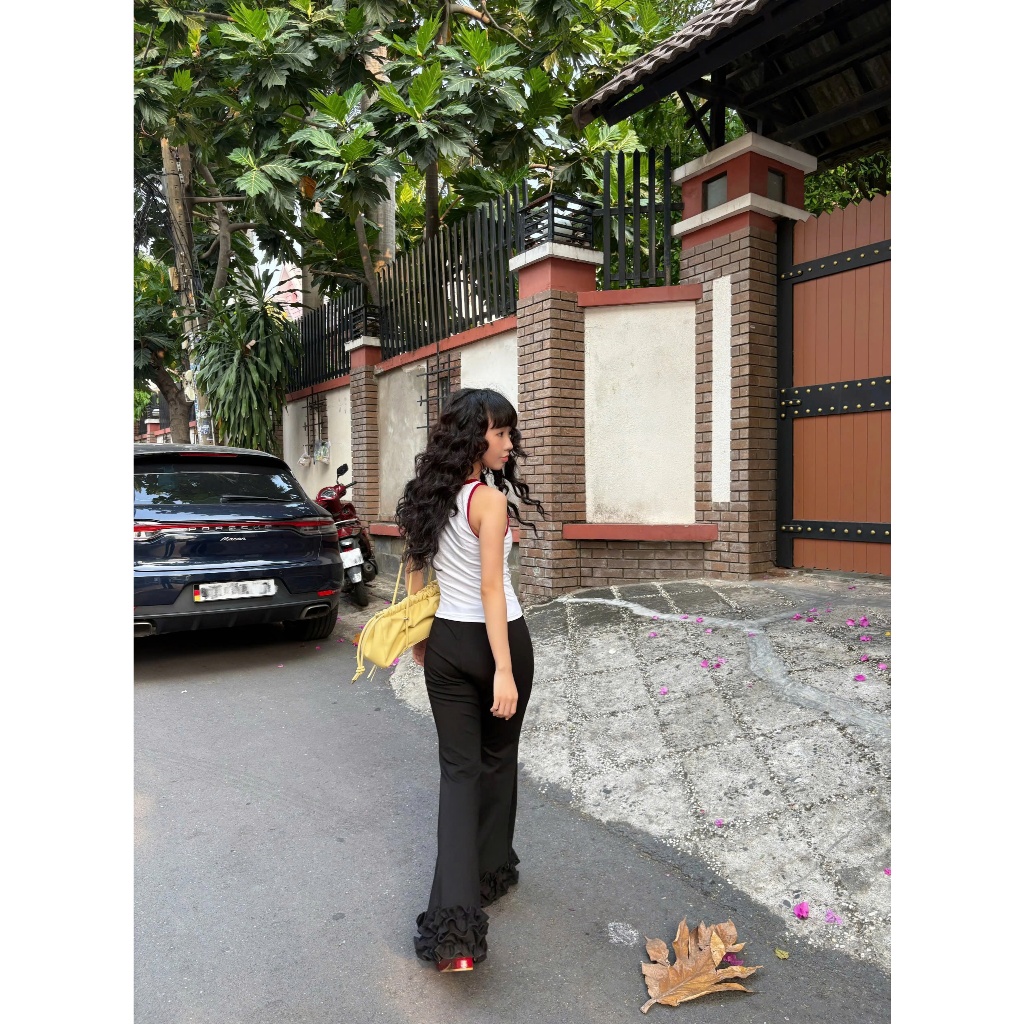 Quần Nữ VERNOG Ống Loe Lai Phối Bèo Cá Tính SECODEE