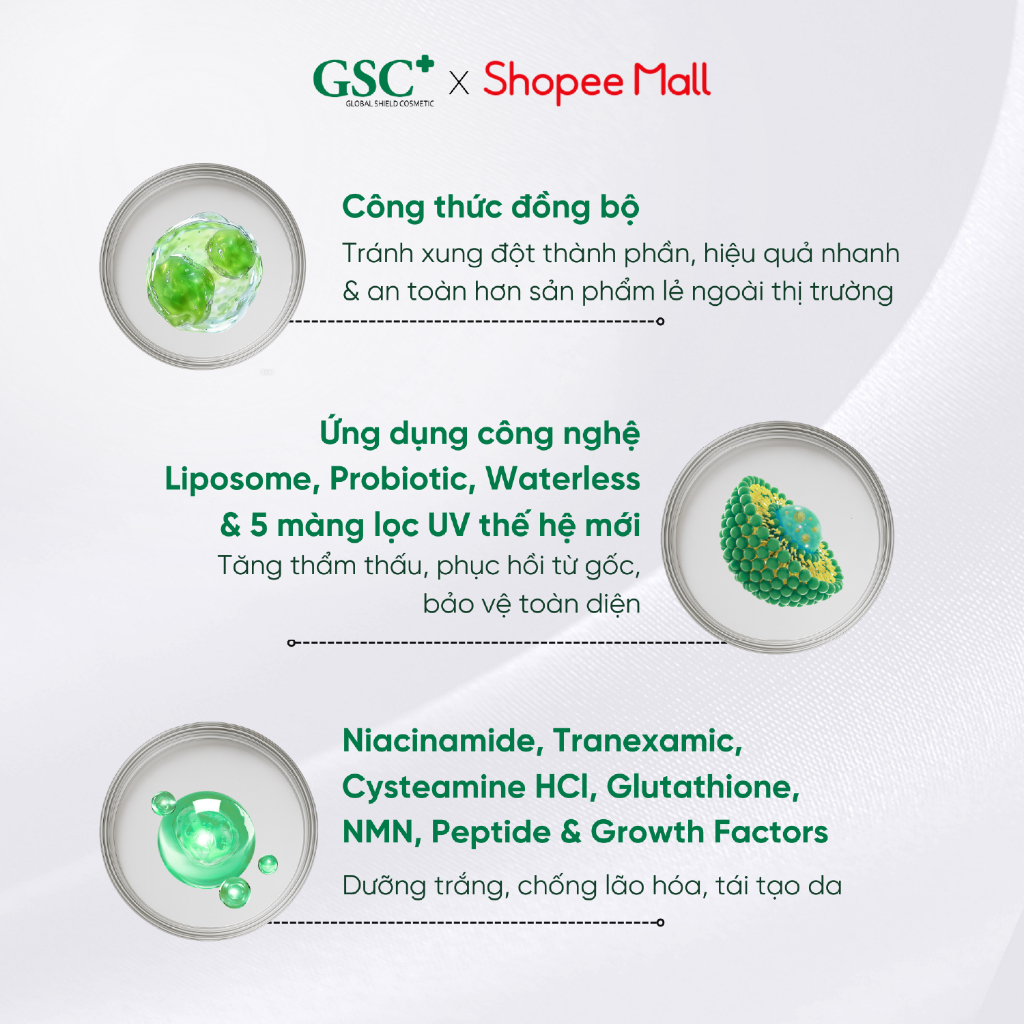 Bộ Sản Phẩm Dưỡng Sáng, Mờ Thâm Nám GSC Mela Bright gồm 3 Sản Phẩm - Ngắn Ngừa Nám Tái Phát  - S4